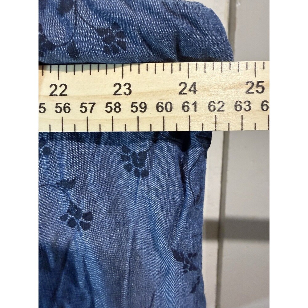Liz Claiborne Women’s Blue Floral Tunic Blouse V-Neck Button Long Sleeve XL - Picture 7 of 10